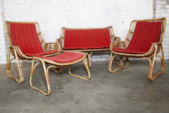 1960's Scandinavian Bamboo Outdoor Setting 